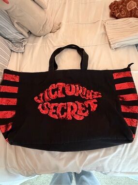 Victoria's Secret Black and Red Sequin Tote Bag